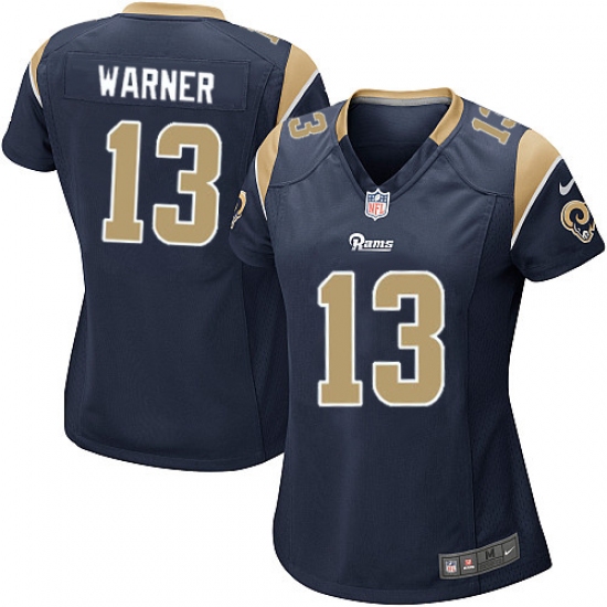 Women's Nike Los Angeles Rams 13 Kurt Warner Game Navy Blue Team Color NFL Jersey