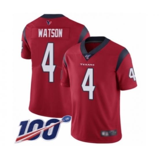 Men's Nike Houston Texans 4 Deshaun Watson Red Alternate Vapor Untouchable Limited Player 100th Season NFL Jersey