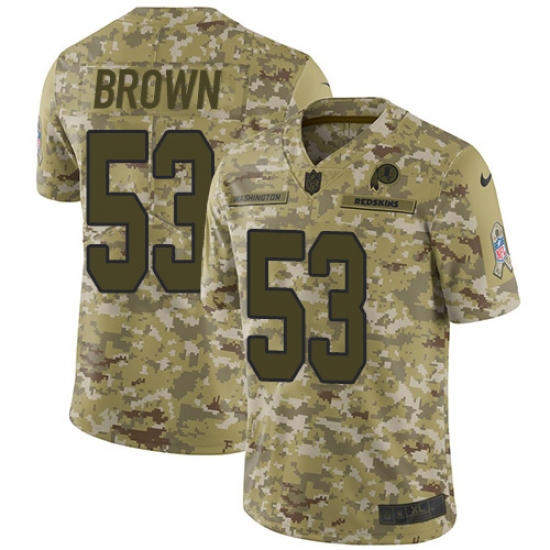 Youth Nike Washington Redskins 53 Zach Brown Limited Camo 2018 Salute to Service NFL Jersey