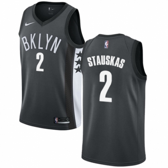 Youth Nike Brooklyn Nets 2 Nik Stauskas Swingman Gray NBA Jersey Statement Edition