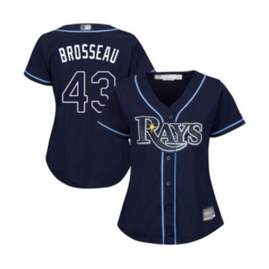 Women's Tampa Bay Rays 43 Mike Brosseau Authentic Navy Blue Alternate Cool Base Baseball Player Jersey