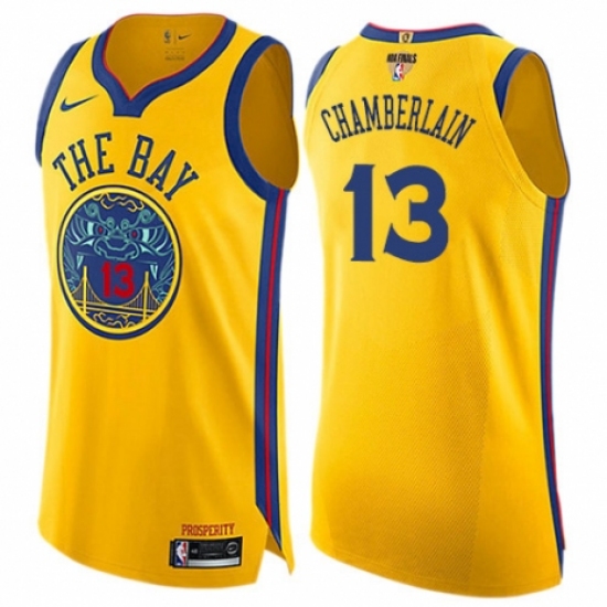 Youth Nike Golden State Warriors 13 Wilt Chamberlain Swingman Gold 2018 NBA Finals Bound NBA Jersey - City Edition