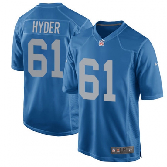 Men's Nike Detroit Lions 61 Kerry Hyder Game Blue Alternate NFL Jersey