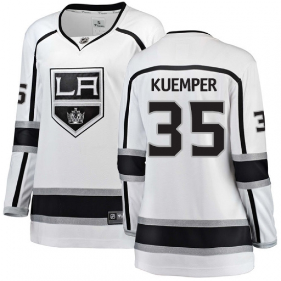 Women's Los Angeles Kings 35 Darcy Kuemper Authentic White Away Fanatics Branded Breakaway NHL Jersey