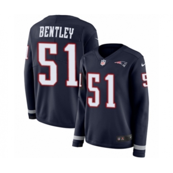 Women's Nike New England Patriots 51 Ja'Whaun Bentley Limited Navy Blue Therma Long Sleeve NFL Jersey