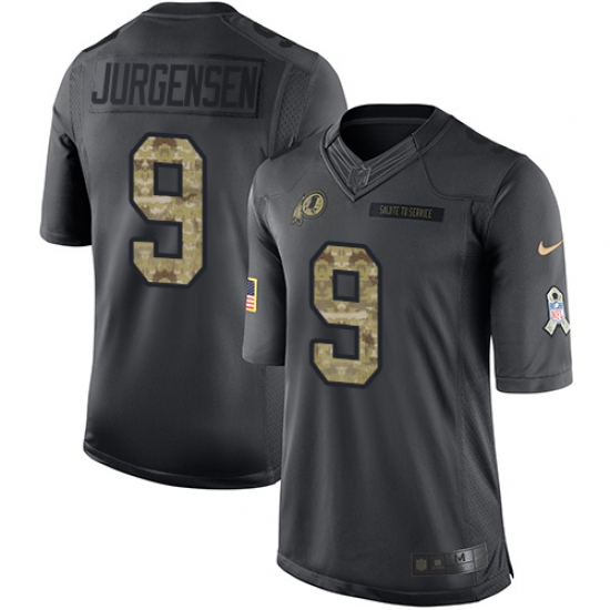 Youth Nike Washington Redskins 9 Sonny Jurgensen Limited Black 2016 Salute to Service NFL Jersey