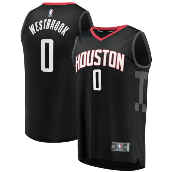 Men's Houston Rockets 0 Russell Westbrook Fanatics Branded Black 2020-21 Fast Break Player Jersey