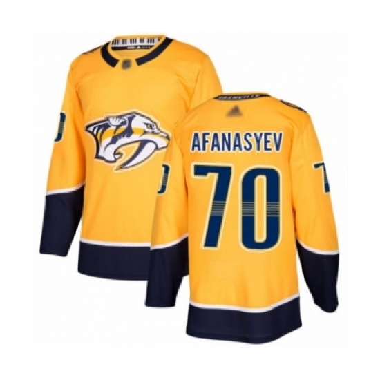 Men's Nashville Predators 70 Egor Afanasyev Authentic Gold Home Hockey Jersey