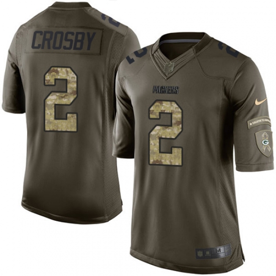 Men's Nike Green Bay Packers 2 Mason Crosby Elite Green Salute to Service NFL Jersey