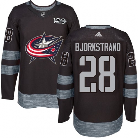 Men's Adidas Columbus Blue Jackets 28 Oliver Bjorkstrand Premier Black 1917-2017 100th Anniversary NHL Jersey