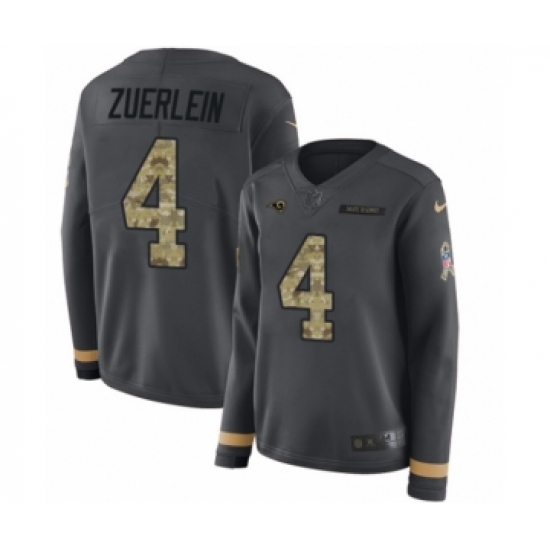 Women's Nike Los Angeles Rams 4 Greg Zuerlein Limited Black Salute to Service Therma Long Sleeve NFL Jersey