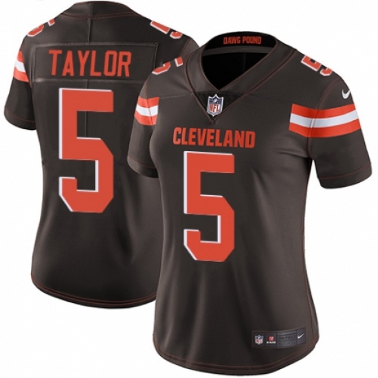 Women's Nike Cleveland Browns 5 Tyrod Taylor Brown Team Color Vapor Untouchable Limited Player NFL Jersey