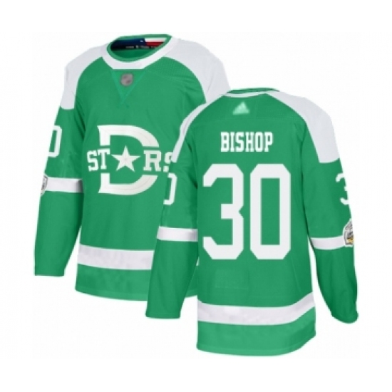 Men's Dallas Stars 30 Ben Bishop Authentic Green 2020 Winter Classic Hockey Jersey