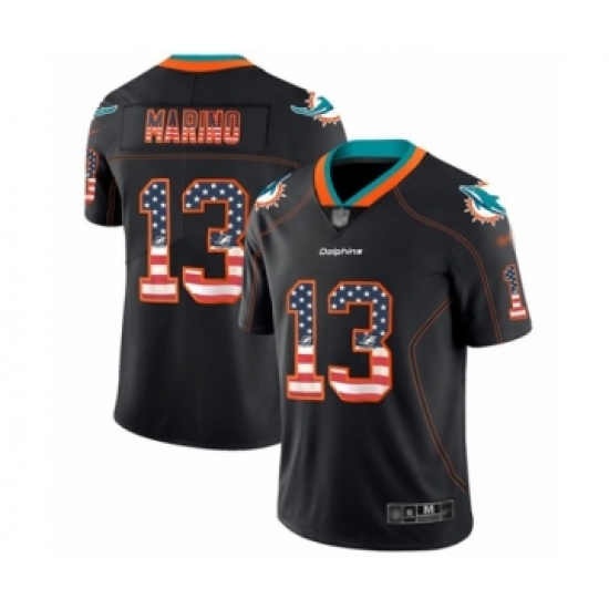 Men's Miami Dolphins 13 Dan Marino Limited Black Rush USA Flag Football Jersey