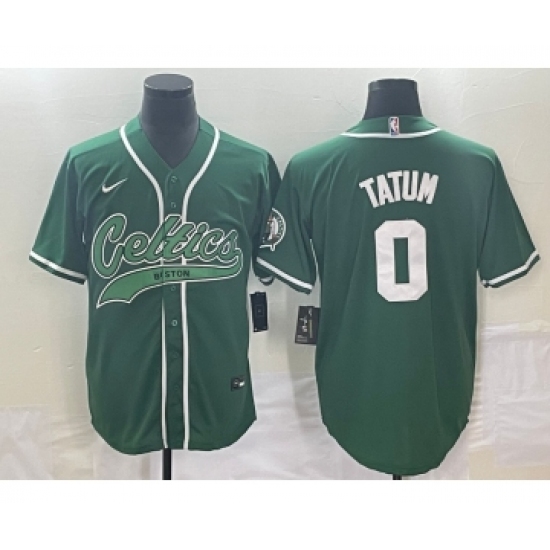 Men's Boston Celtics 0 Jayson Tatum Green With Patch Stitched Baseball Jersey