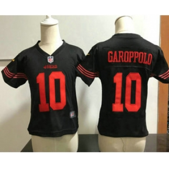 Toddler San Francisco 49ers 10 Jimmy Garoppolo Black Alternate Stitched NFL Nike Game Jersey