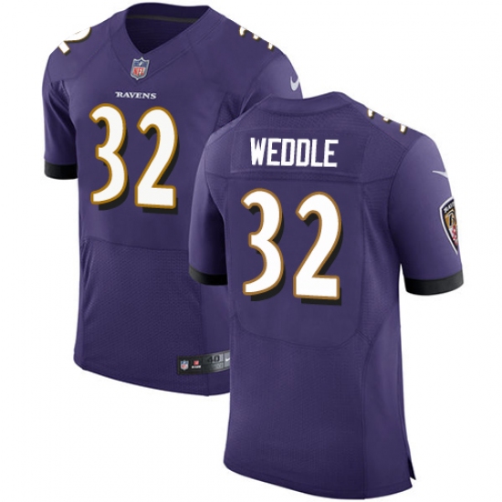 Men's Nike Baltimore Ravens 32 Eric Weddle Elite Purple Team Color NFL Jersey