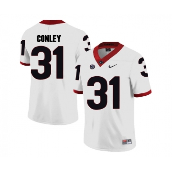 Georgia Bulldogs 31 Chris Conley White College Football Jersey