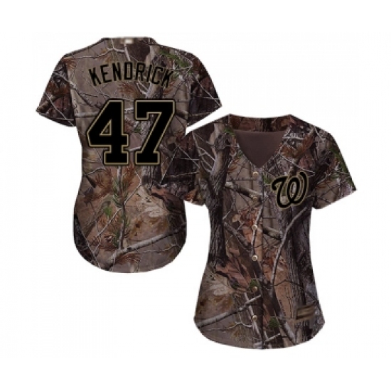 Women's Washington Nationals 47 Howie Kendrick Authentic Camo Realtree Collection Flex Base Baseball Jersey