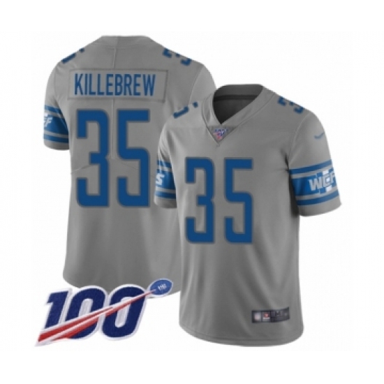 Youth Detroit Lions 35 Miles Killebrew Limited Gray Inverted Legend 100th Season Football Jersey