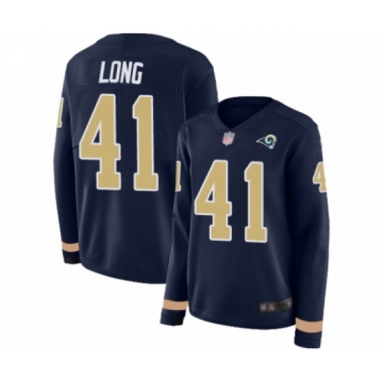 Women's Los Angeles Rams 41 David Long Limited Navy Blue Therma Long Sleeve Football Jersey