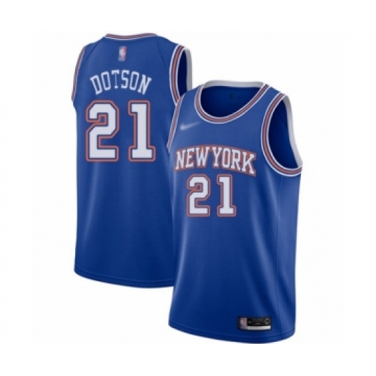 Women's New York Knicks 21 Damyean Dotson Authentic Blue Basketball Jersey - Statement Edition