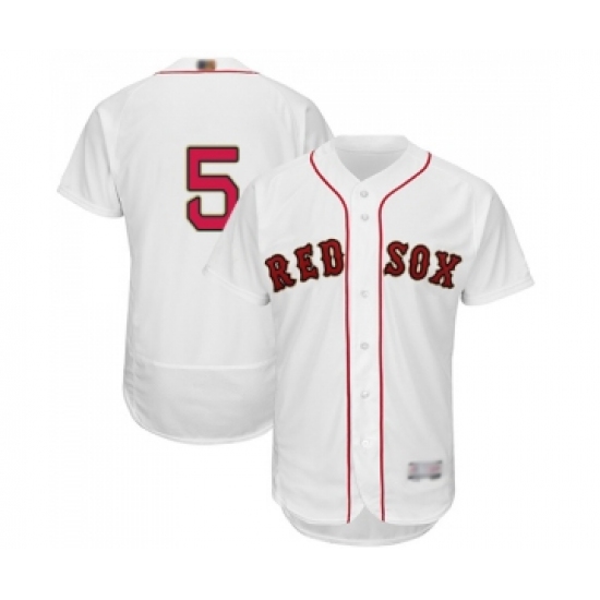 Men's Boston Red Sox 5 Nomar Garciaparra White 2019 Gold Program Flex Base Authentic Collection Baseball Jersey