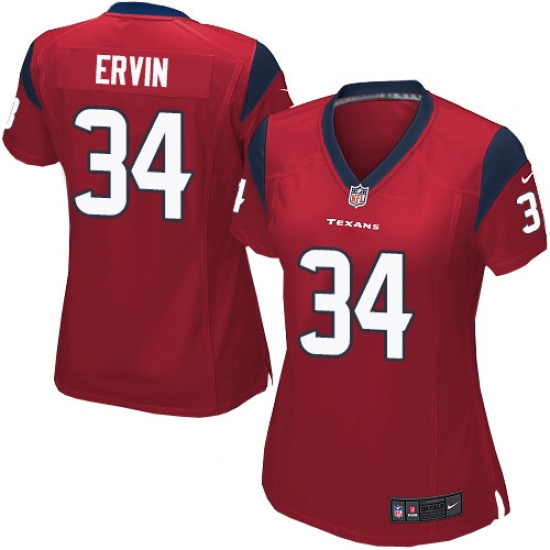 Women's Nike Houston Texans 34 Tyler Ervin Game Red Alternate NFL Jersey