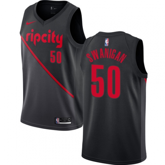 Women's Nike Portland Trail Blazers 50 Caleb Swanigan Swingman Black NBA Jersey - 2018 19 City Edition