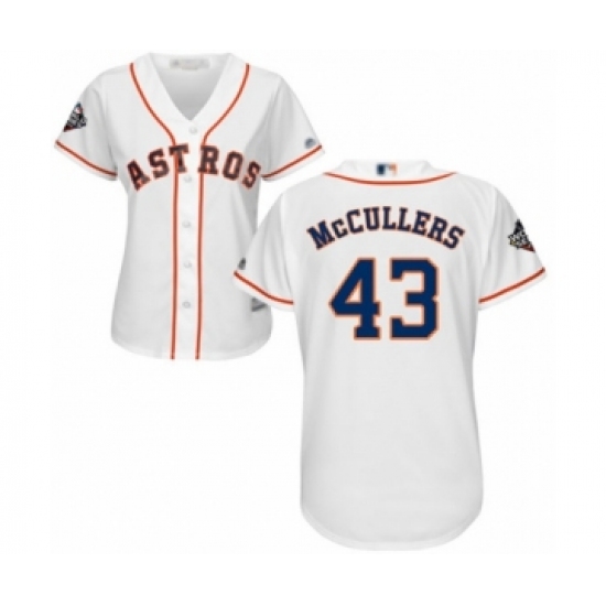 Women's Houston Astros 43 Lance McCullers Authentic White Home Cool Base 2019 World Series Bound Baseball Jersey