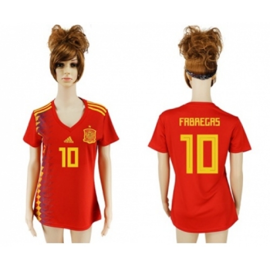 Women's Spain 10 Fabregas Red Home Soccer Country Jersey