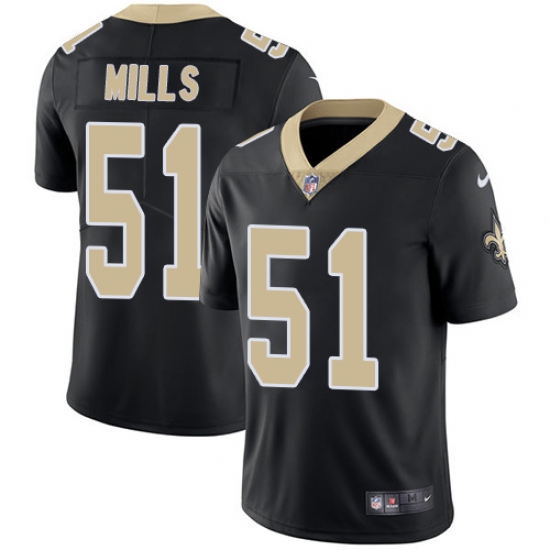 Youth Nike New Orleans Saints 51 Sam Mills Black Team Color Vapor Untouchable Limited Player NFL Jersey