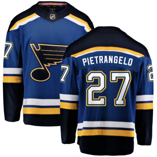 Youth St. Louis Blues 27 Alex Pietrangelo Fanatics Branded Royal Blue Home Breakaway NHL Jersey