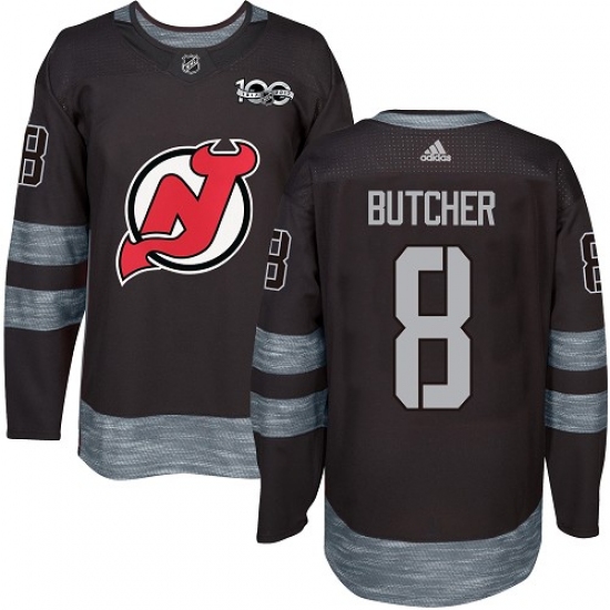 Men's Adidas New Jersey Devils 8 Will Butcher Authentic Black 1917-2017 100th Anniversary NHL Jersey