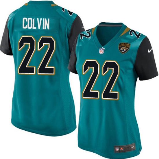 Women's Nike Jacksonville Jaguars 22 Aaron Colvin Game Teal Green Team Color NFL Jersey