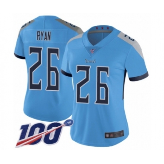 Women's Tennessee Titans 26 Logan Ryan Light Blue Alternate Vapor Untouchable Limited Player 100th Season Football Jersey