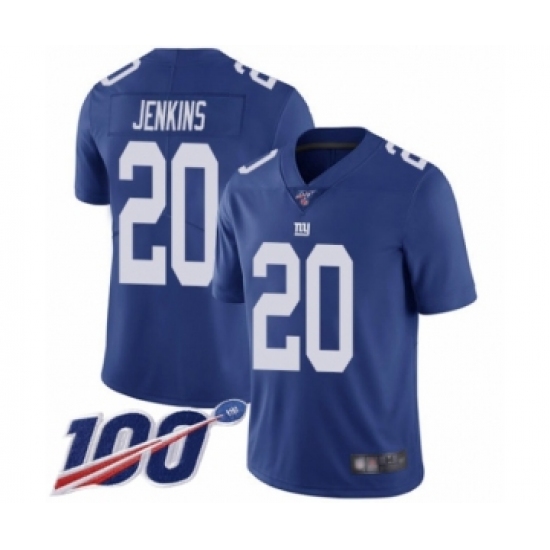 Men's New York Giants 20 Janoris Jenkins Royal Blue Team Color Vapor Untouchable Limited Player 100th Season Football Jersey