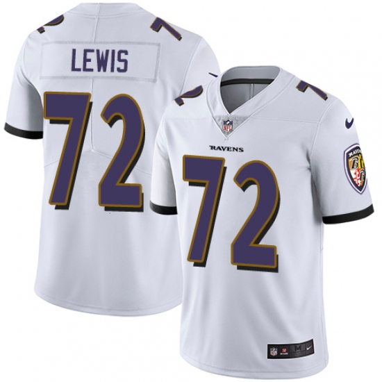 Men's Nike Baltimore Ravens 72 Alex Lewis White Vapor Untouchable Limited Player NFL Jersey