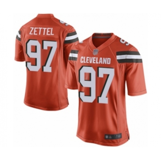 Men's Cleveland Browns 97 Anthony Zettel Game Orange Alternate Football Jersey