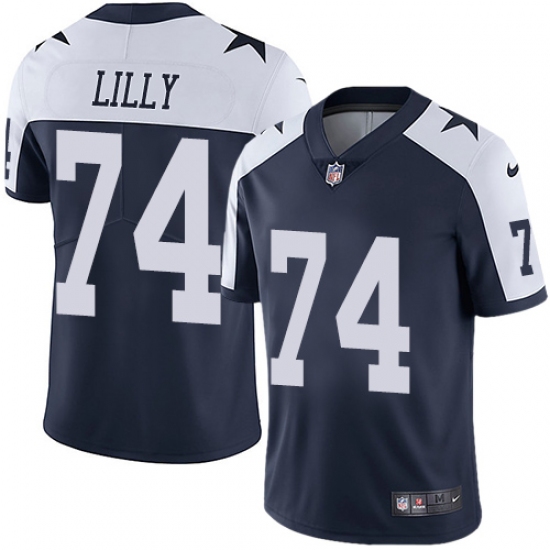 Men's Nike Dallas Cowboys 74 Bob Lilly Navy Blue Throwback Alternate Vapor Untouchable Limited Player NFL Jersey