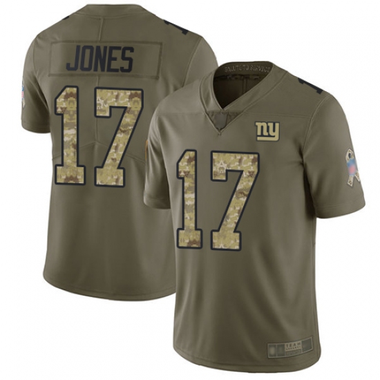 Youth Nike New York Giants 17 Daniel Jones Olive Camo Stitched NFL Limited 2017 Salute to Service Jersey