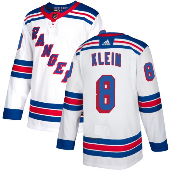 Men's Reebok New York Rangers 8 Kevin Klein Authentic White Away NHL Jersey