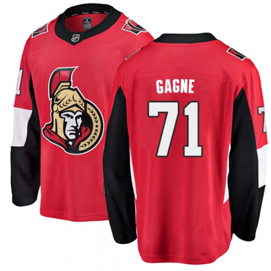 Men's Ottawa Senators 71 Gabriel Gagne Fanatics Branded Red Home Breakaway NHL Jersey