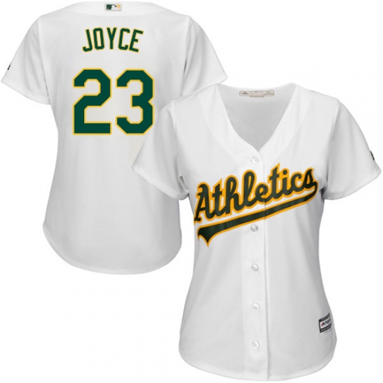 Women's Majestic Oakland Athletics 23 Matt Joyce Authentic White Home Cool Base MLB Jersey