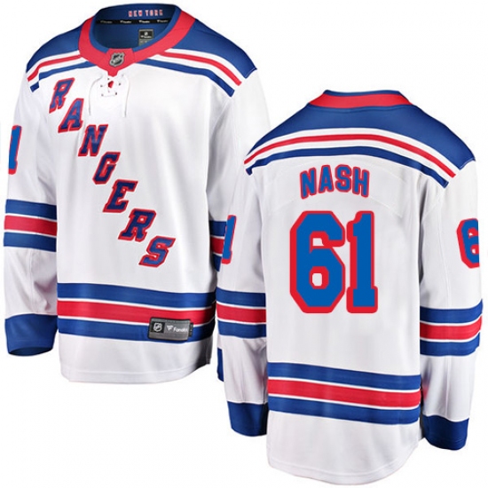 Youth New York Rangers 61 Rick Nash Fanatics Branded White Away Breakaway NHL Jersey