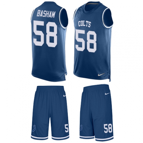 Men's Nike Indianapolis Colts 58 Tarell Basham Limited Royal Blue Tank Top Suit NFL Jersey