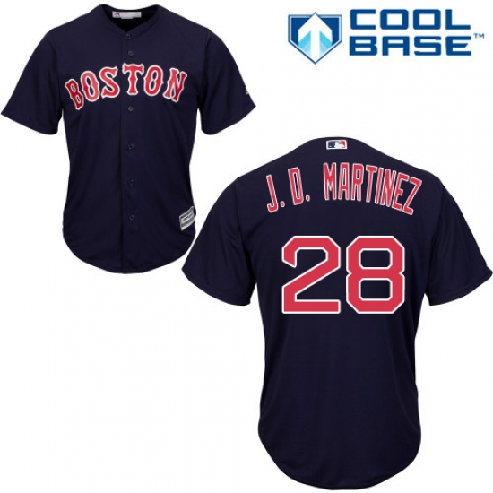 Men's Majestic Boston Red Sox 28 J. D. Martinez Replica Navy Blue Alternate Road Cool Base MLB Jersey
