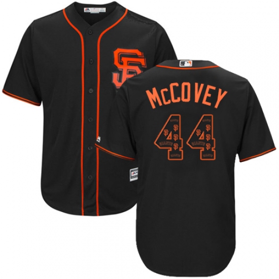 Men's Majestic San Francisco Giants 44 Willie McCovey Authentic Black Team Logo Fashion Cool Base MLB Jersey