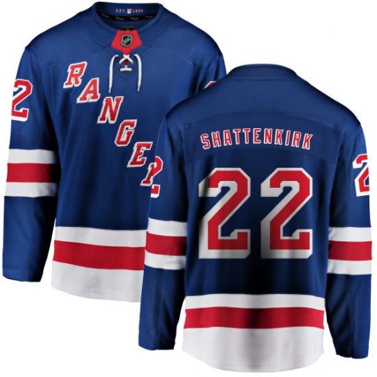 Men's New York Rangers 22 Kevin Shattenkirk Fanatics Branded Royal Blue Home Breakaway NHL Jersey