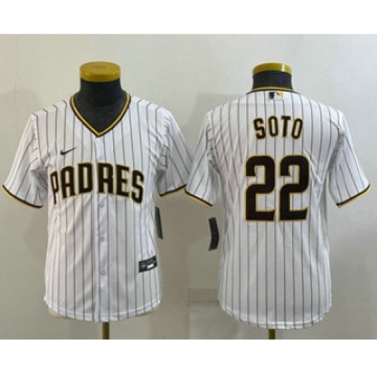 Youth San Diego Padres 22 Juan Soto White Stitched MLB Cool Base Nike Jersey